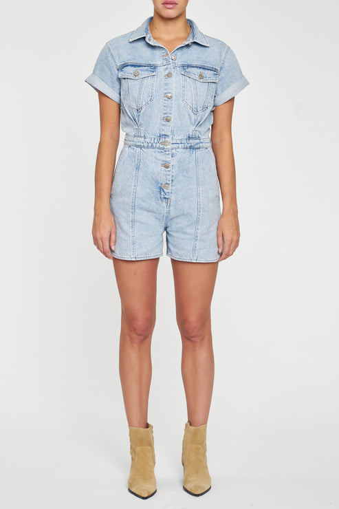 Daze Denim Topanga Short Sleeve Romper - Dolphin