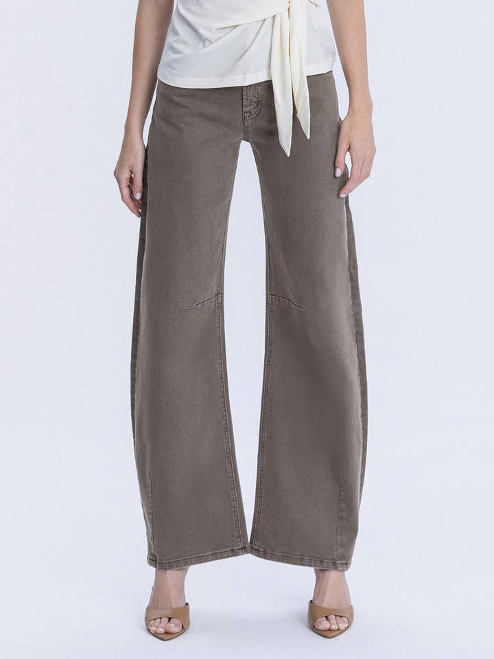 Vervet by Flying Monkey High Rise Dart Wide Barrel Jeans Ash