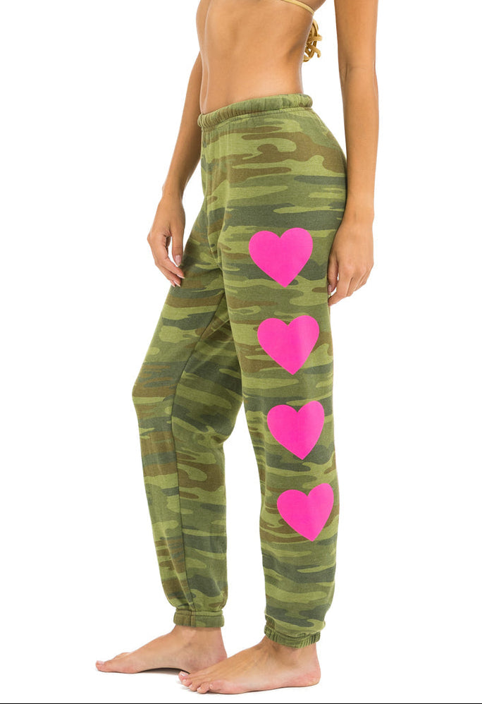 Aviator Nation Heart 4 Sweatpant Camo Neop Pink