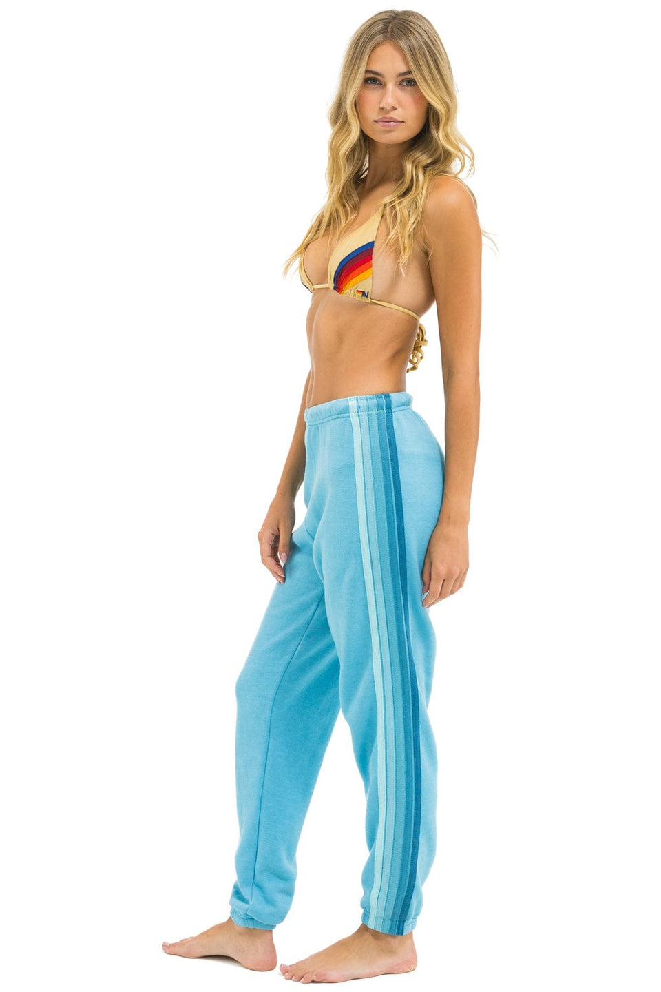 Aviator Nation 5 Stripe Sweatpant Aquamarine aqua