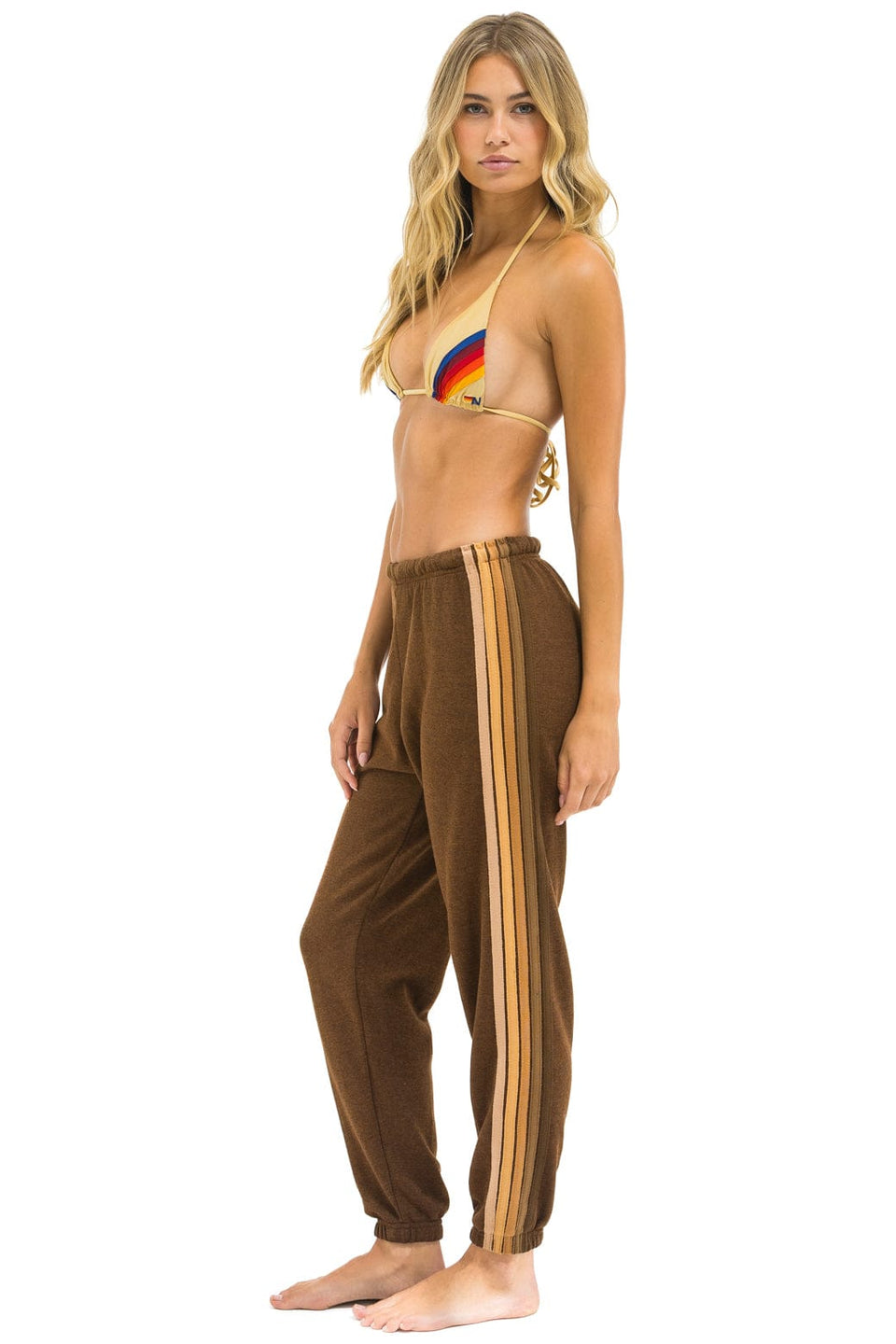 Aviator Nation 5 Stripe Sweatpant Chocolate Espresso