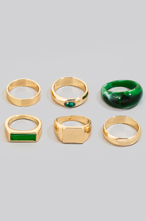 YAZ. 6 PC Bold Ring Set