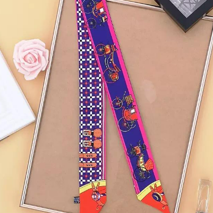 YAZ. Carriage Rider Print Silky Skinny Scarf