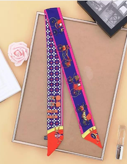 YAZ. Carriage Rider Print Silky Skinny Scarf