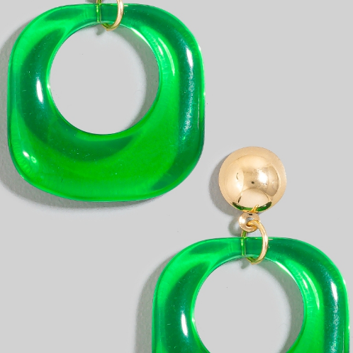 YAZ. Resin Square Dangle Earrings Green
