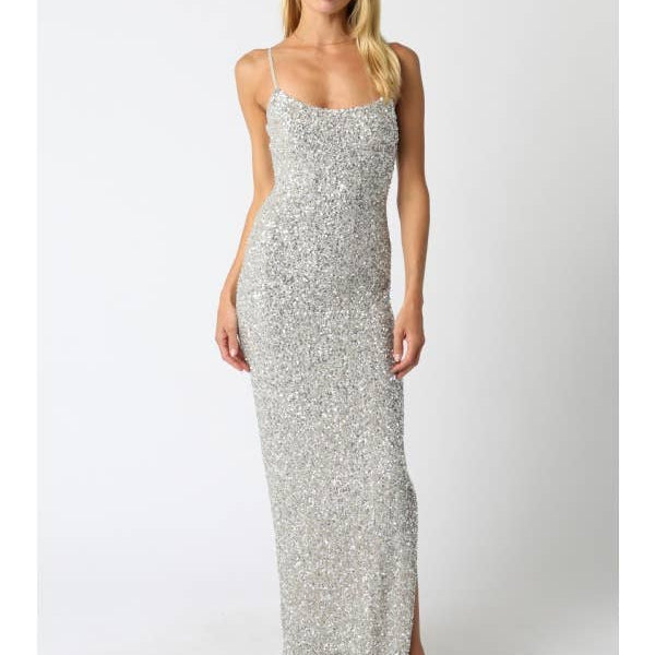 Olivaceous Fiona Sequin Dress - Champagne Silver