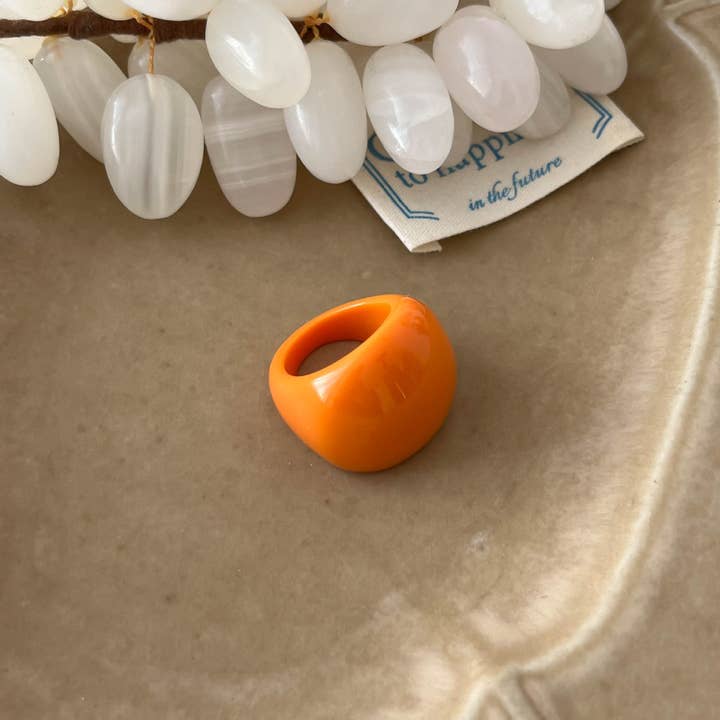 YAZ. Dopamine Style Solid Color Chunky Ring Orange