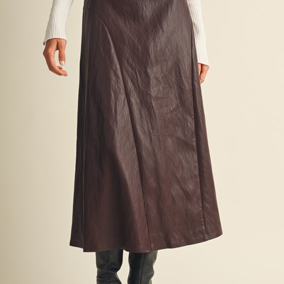 Mustard Seed Asymmetric Seam Coated Knit Skirt Maroon