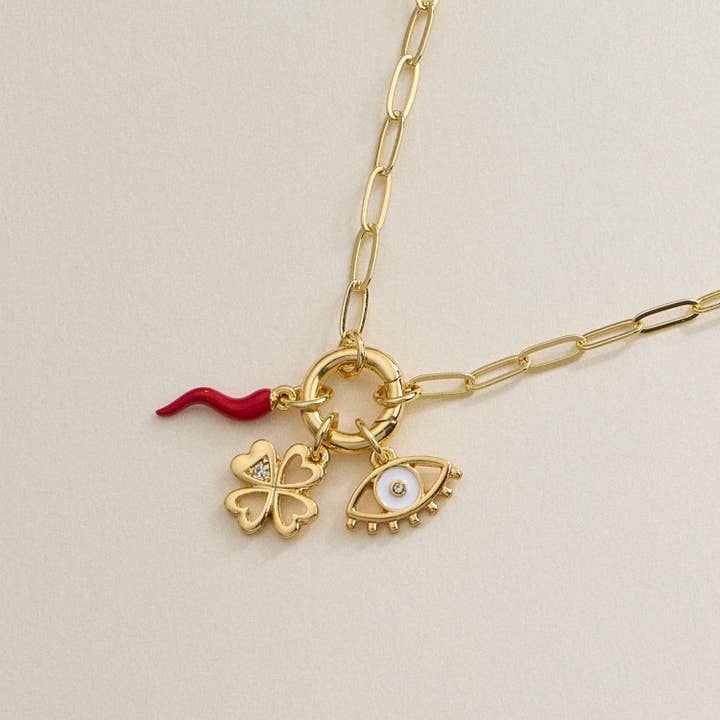 Lilla Haven Protect and Prosper Charm Necklace - 18K Gold Dipped