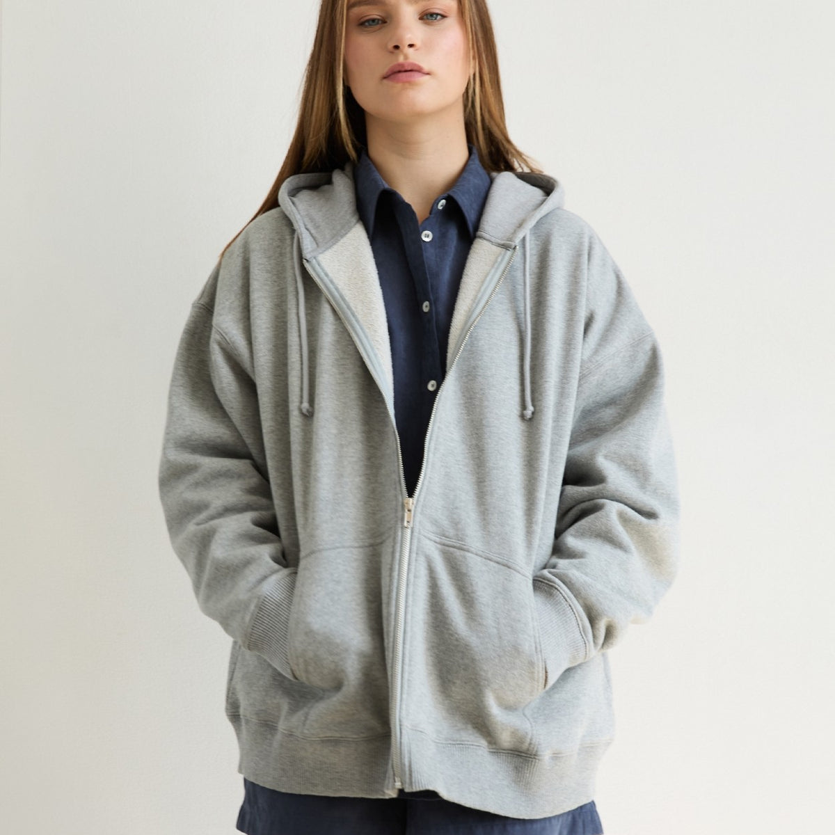 GOLDEN Arabelle Cotton Soft Fleece Zip Up Hoodie - Black