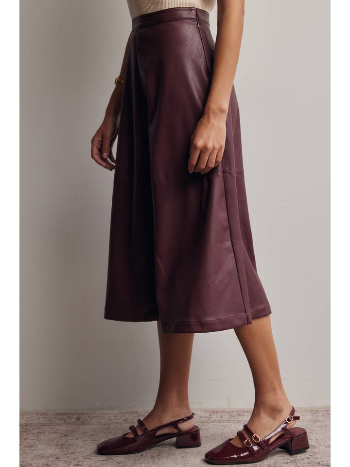 Forte Faux Leather A-Line Midi Skirt by Forte