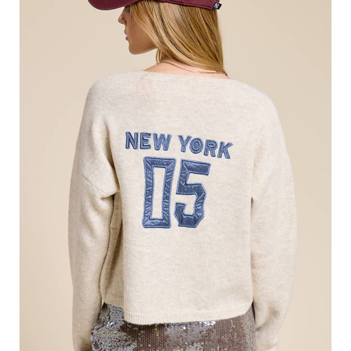 Mimosa Varsity Patch New York Knit Cardigan