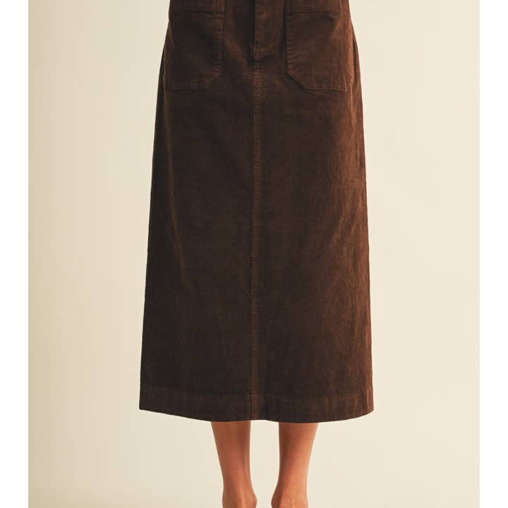 Mustard Seed Wale Corduroy Patch Pocket Midi Skirt by Mustard Seed