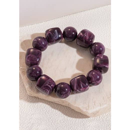 JOSSLYN by Wall to Wall Color-Block Cube Circle Stretch Cord Bracelet | 40B5197