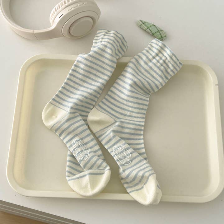 Dipped Shop Minimalist Stripe Breathable Mid-Calf Socks - Blue