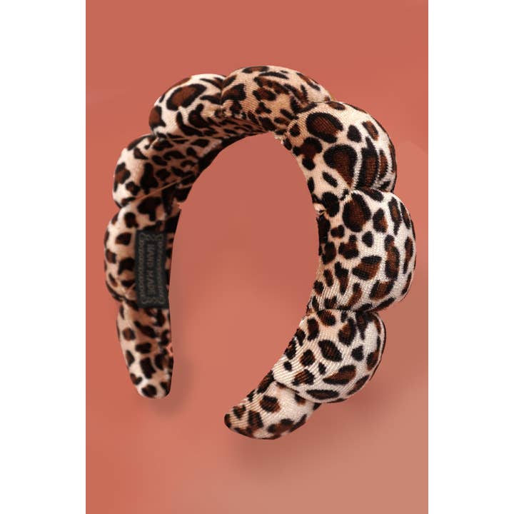 JOSSLYN by Wall to Wall Spa Sponge Leopard Animal Scalloped Headband | 40HB187 by JOSSLYN by Wall to Wall