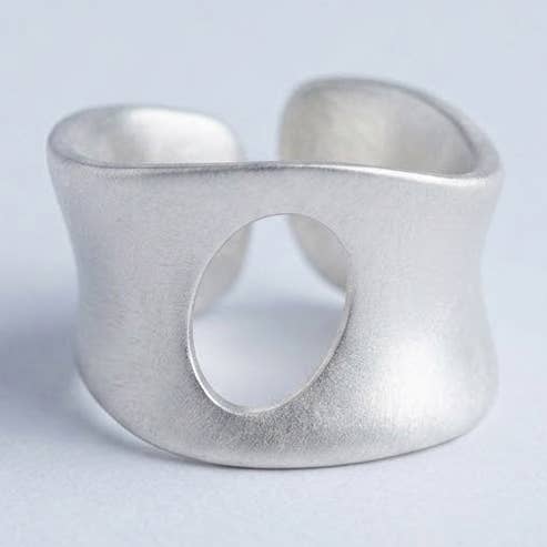 YAZ. Minimalist Frosted Hollow Wide Open Ring