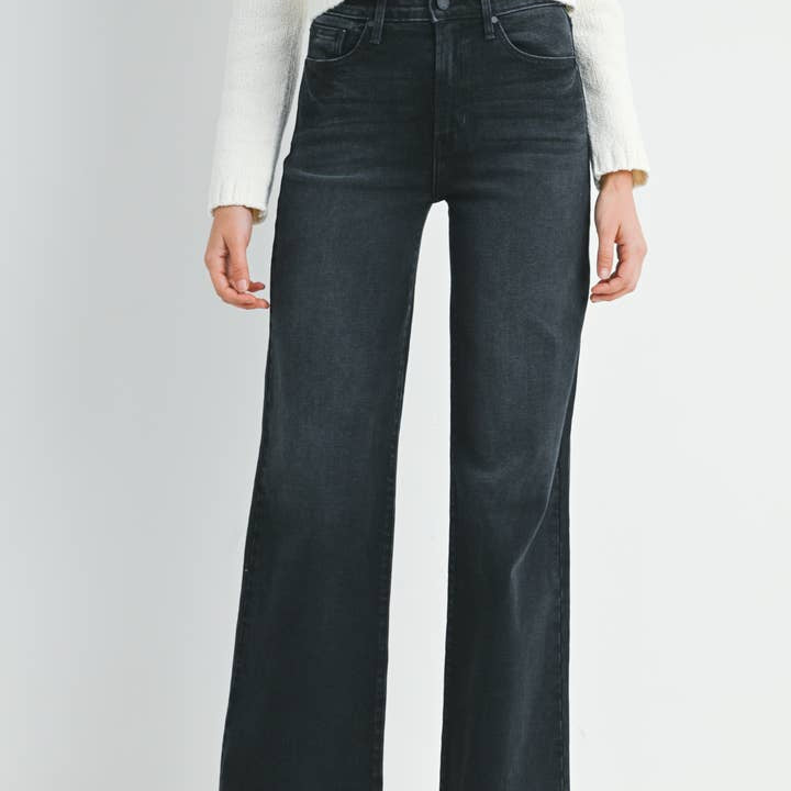 Just Black Denim Palazzo Jean in Worn Black