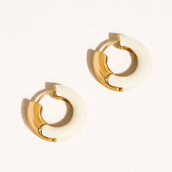 Flanerie by MAIQ Odessa 18K Gold Vintage Enamel Hoop Earrings by Flanerie by MAIQ