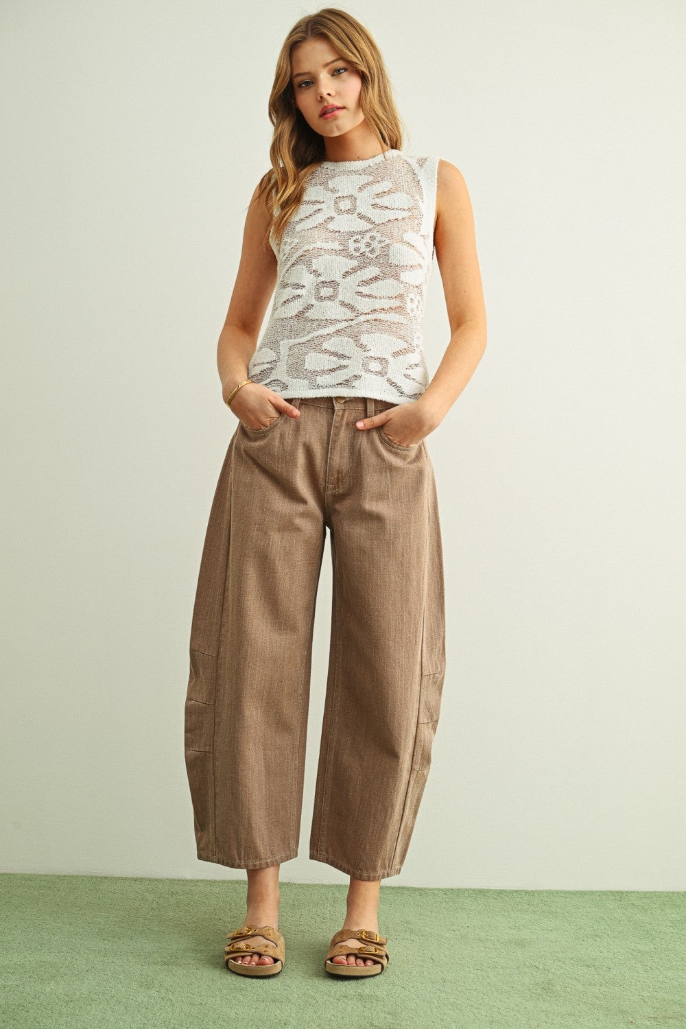 SJG Beeba Everyday Relaxed Barrel Pants in Mocha by SJG