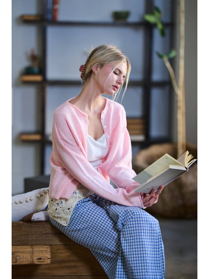 Mimosa Essential Button Down Cardigan Top Sherbet