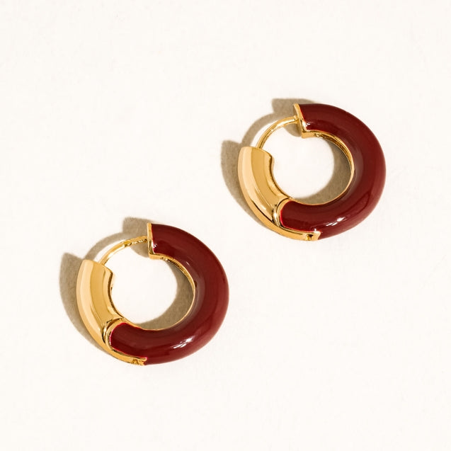 Flanerie by MAIQ Odessa 18K Gold Vintage Enamel Hoop Earrings by Flanerie by MAIQ