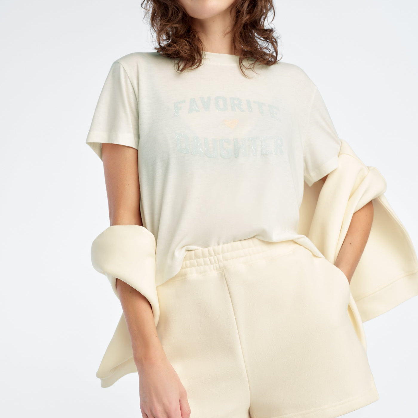 Favorite Daughter The Cropped Favorite Daughter Tee Gardenia Light Sage