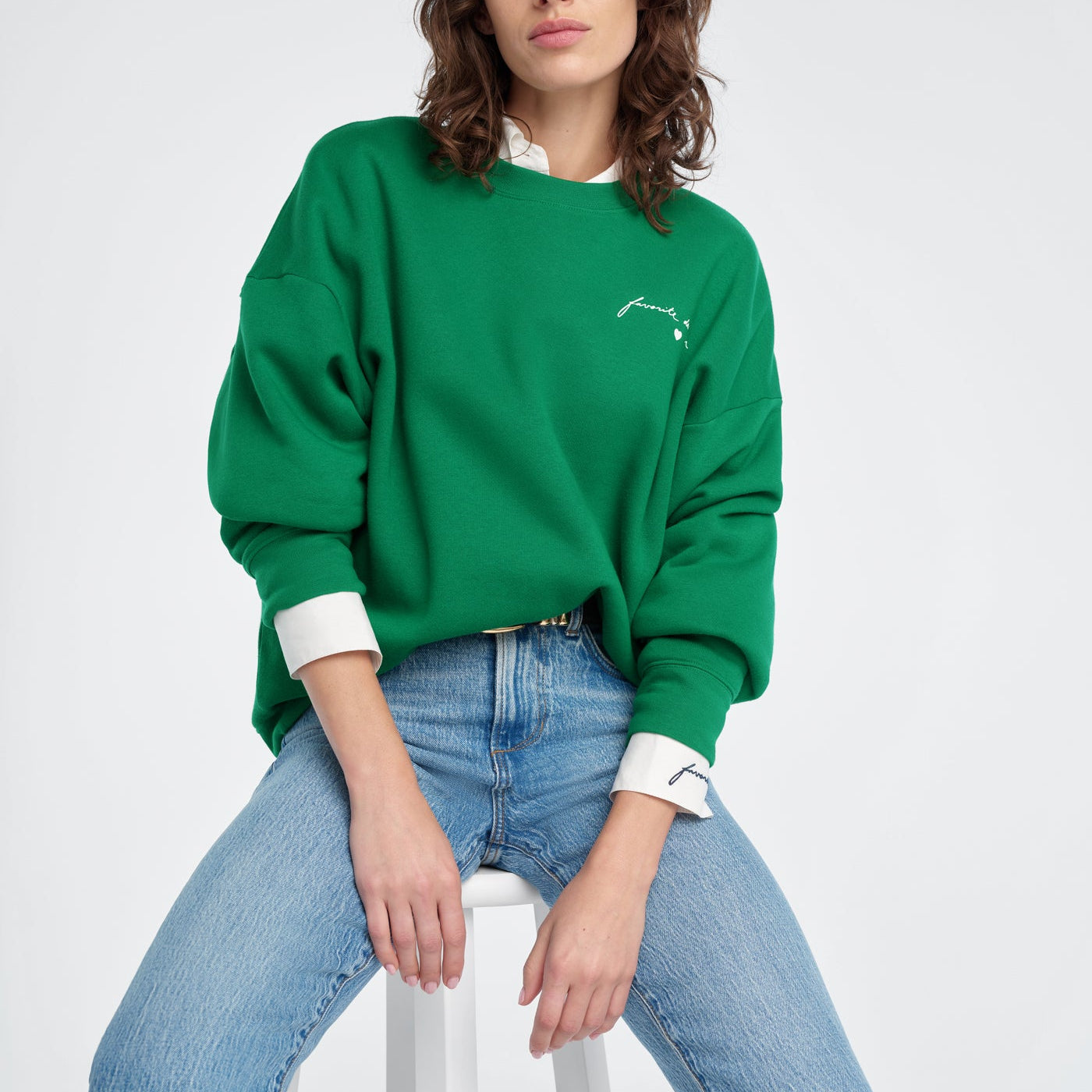 Favorite Daughter Signature Chest Logo Sweatshirt Emerald
