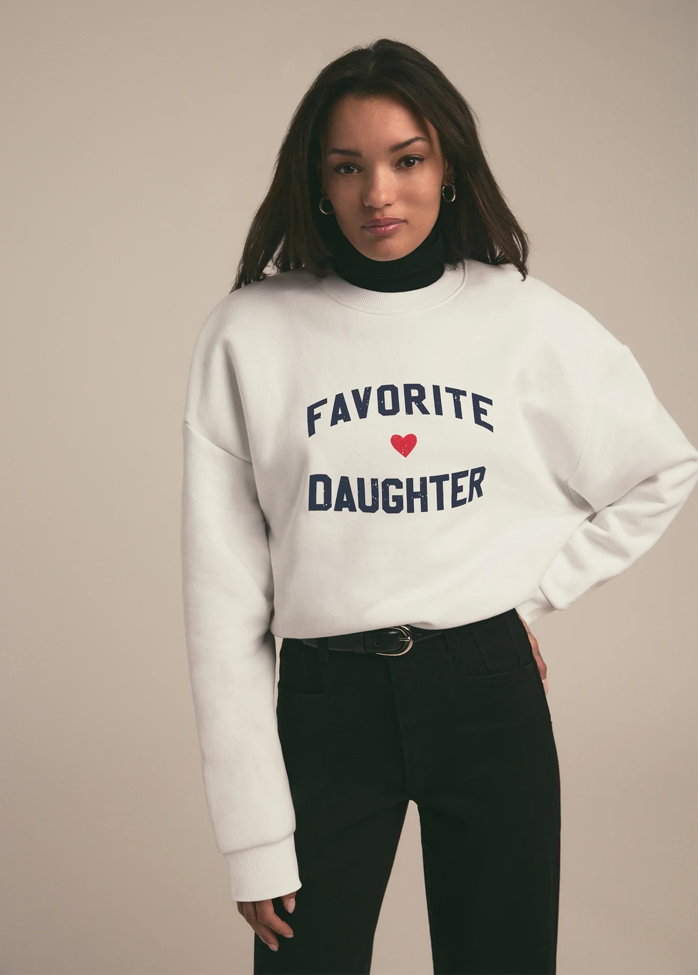 Favorite Daughter Heart Logo Sweatshirt - White/Navy