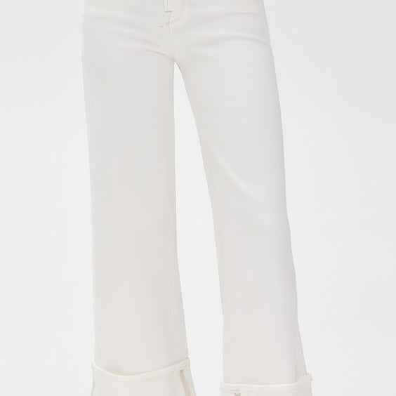 Good American Soft Tech Good Skate Wide Cropped Jeans in Cloud White001 - Cloud White001