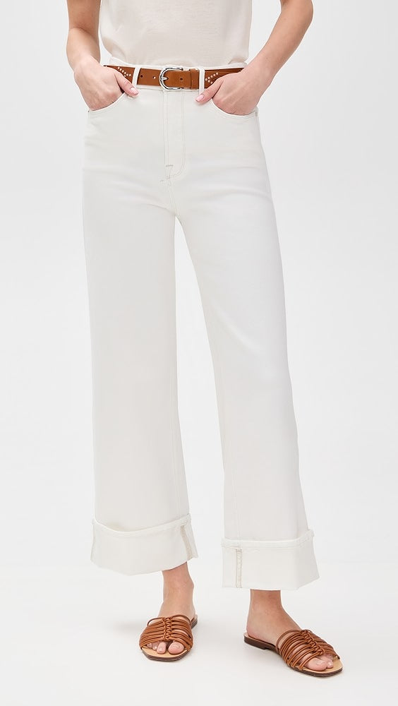 Good American Soft Tech Good Skate Wide Cropped Jeans in Cloud White001 - Cloud White001