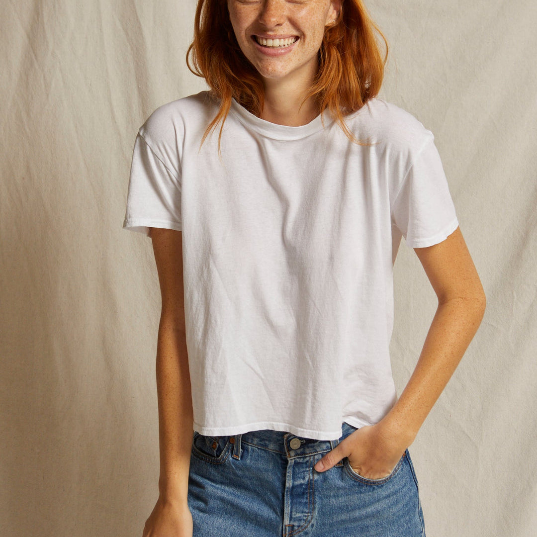 perfectwhitetee Harley Cotton Short Sleeve Boxy Crew Tee White