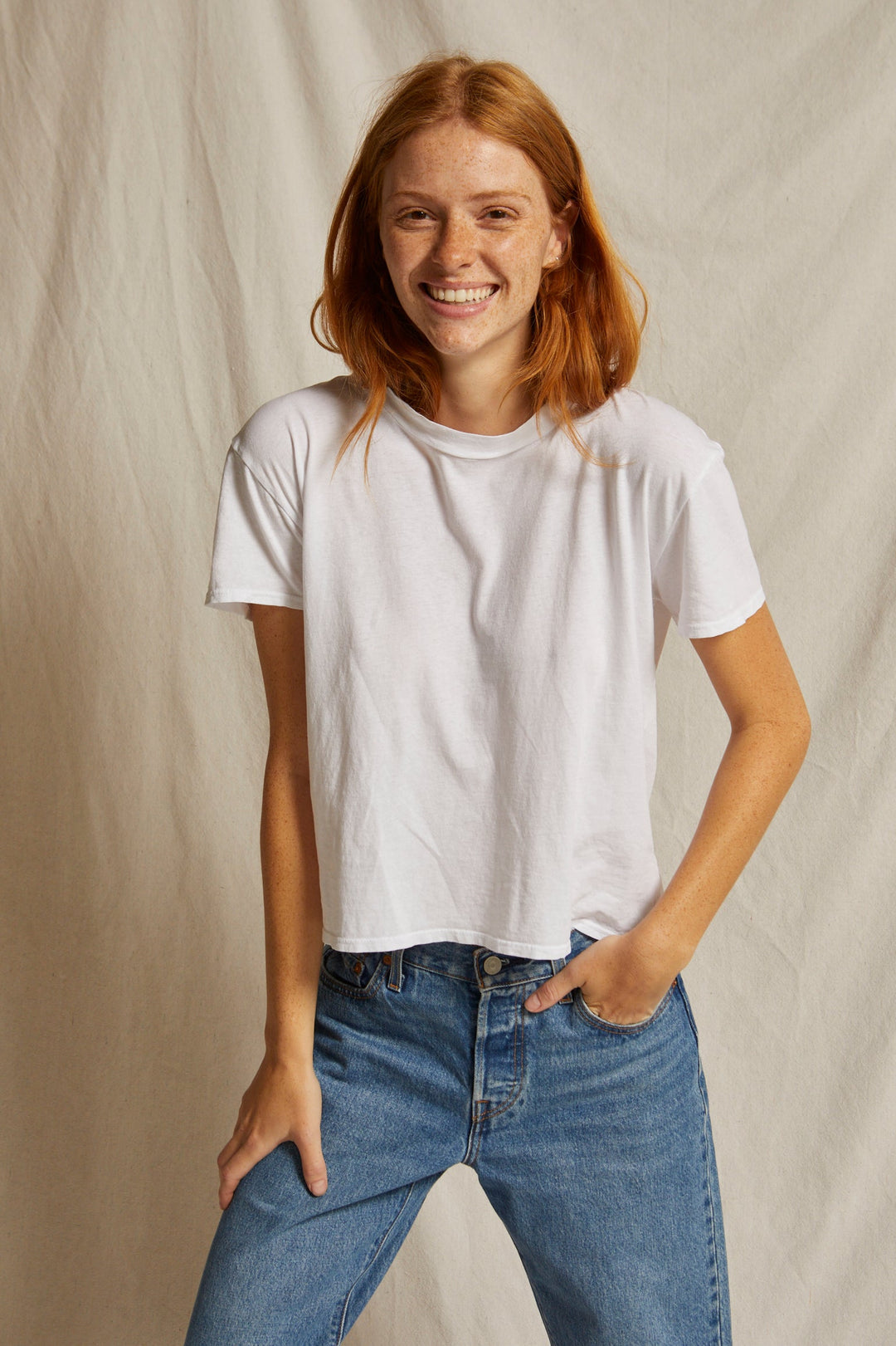 perfectwhitetee Harley Cotton Short Sleeve Boxy Crew Tee White