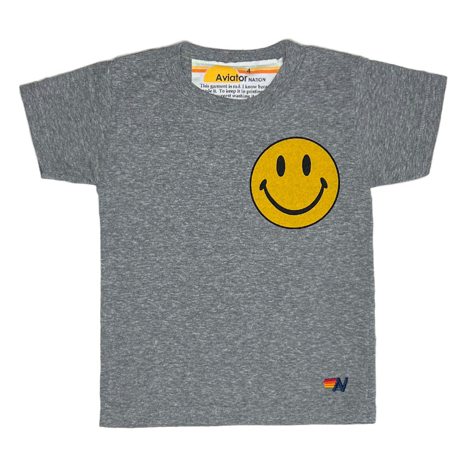 Aviator Nation Kids Tee - Smiley 2 Heather Grey