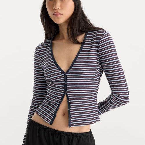 Good American The Rib V Neck Cardigan by Good American
