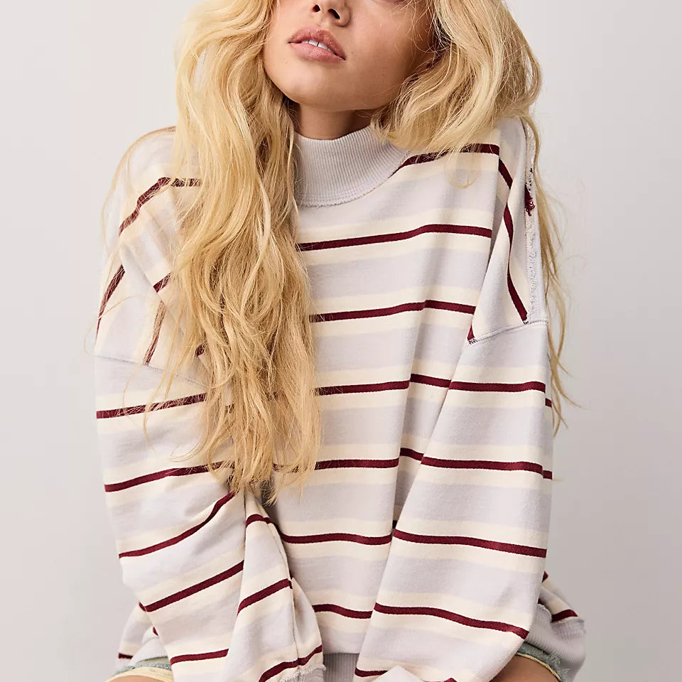 Free People Palm Spring Striped Washed Blue