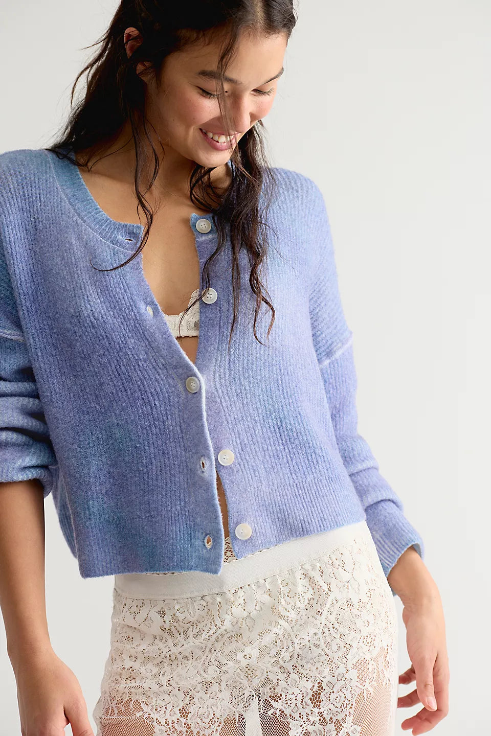 Free People Ottilie Cardi Lilac Combo