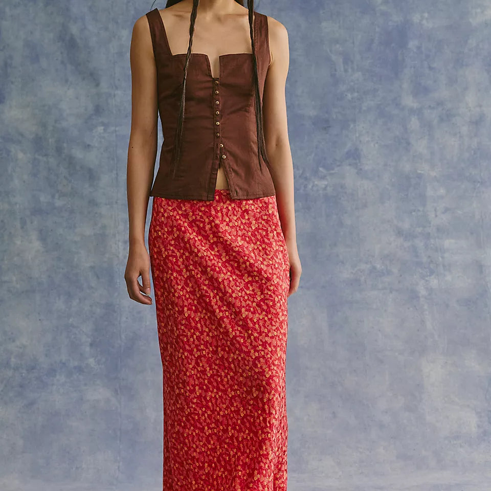 Free People Bonita Printed Maxi Rosewood Combo