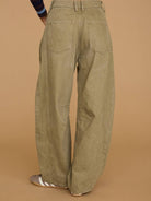Dottie Dottie Garage Barrel Leg Denim Jeans in Faded Olive by Dottie Dottie Garage