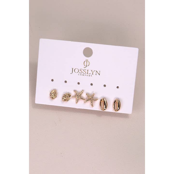 JOSSLYN by Wall to Wall Trio Stud Seashell Earrings | 80E3458