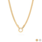 WJW 18K Gold Pvd Stainless Steel Curb Charm Holder Necklace