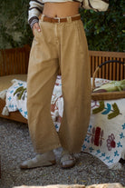 Dottie Dottie Garage Washed Barrel Chino Pants in Tan by Dottie Dottie Garage