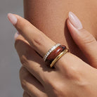 Flanerie by MAIQ Ash 18K Gold Non-Tarnish Red Jasper Stone Mixed Ring Set