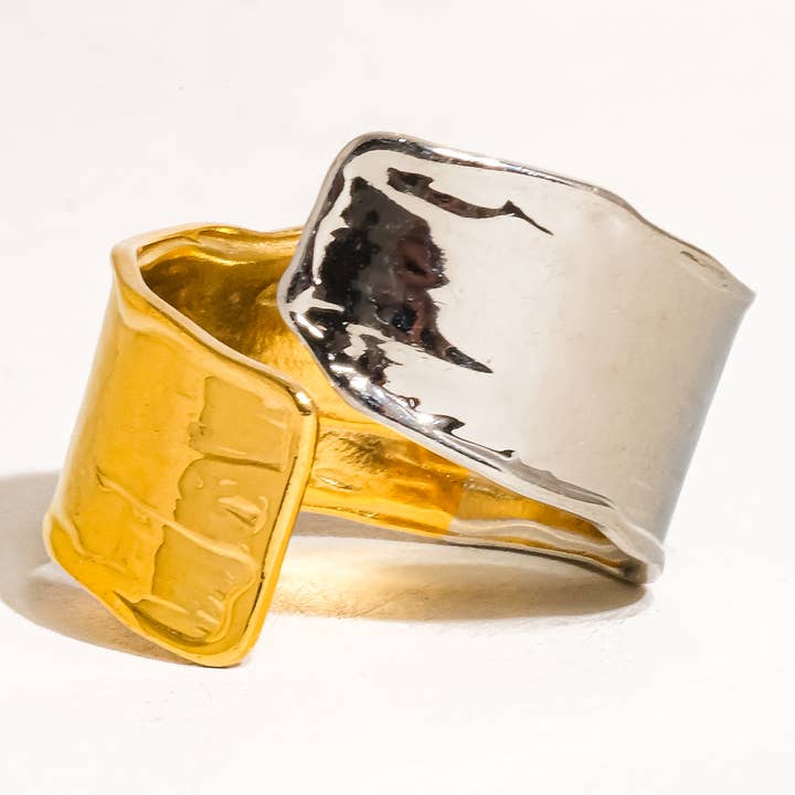 Flanerie by MAIQ Emmy 18K Gold Non-Tarnish Textured Open Ring by Flanerie by MAIQ