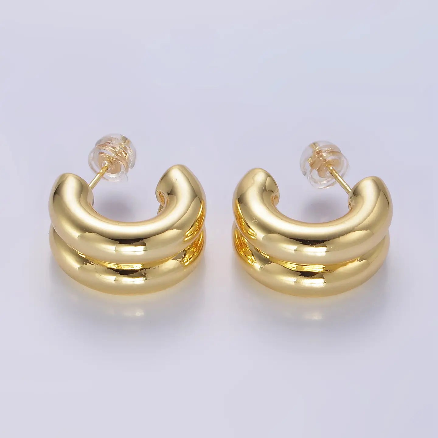 Aim Eternal 24k Gold Filled Double Band Hoop Earrings - Gold