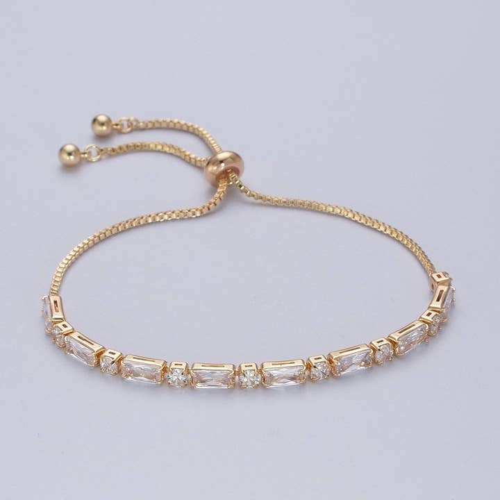 Aim Eternal 24K Gold Filled Bracelet with Clear Baguette Cubic Zirconia