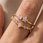 Anarchy Street Gold Dipped Cz Double Row Opal Open Ring
