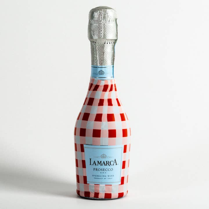 Beau Bottles Mini Prosecco Bottle Wrap - 6 Pack Red & White Plaid