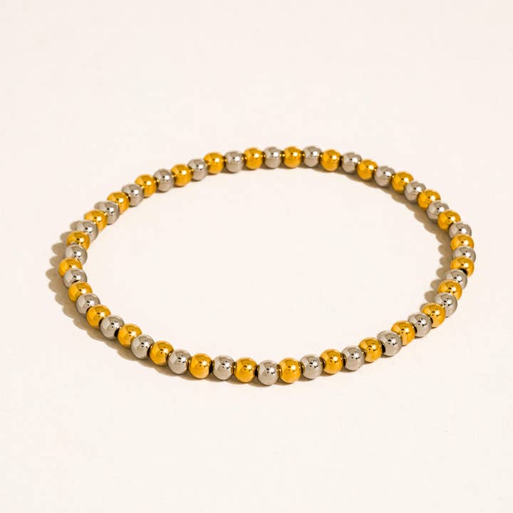 Flanerie by MAIQ Perlisse 18K Gold Non-Tarnish Two Tone Beaded Bracelet by Flanerie by MAIQ