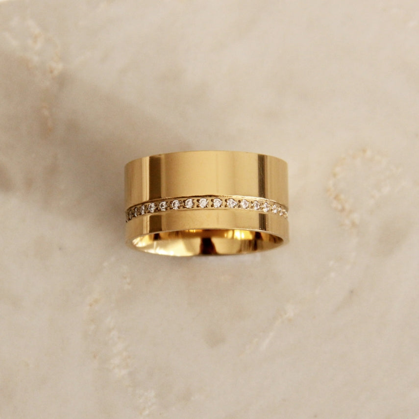 Maive CZ Detail Cigar Band Ring